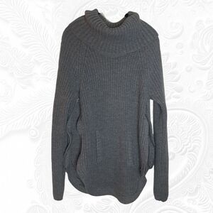 Grey Turtleneck Sweater With Zippers Up Sides